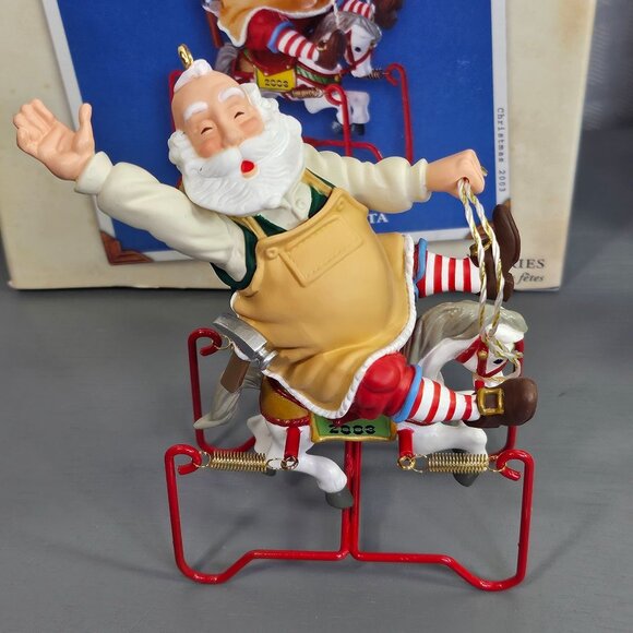 Vintage Hallmark Keepsake Ornament Pack of 2 Toymaker Santa Carving Santa New Wi - Picture 3 of 6